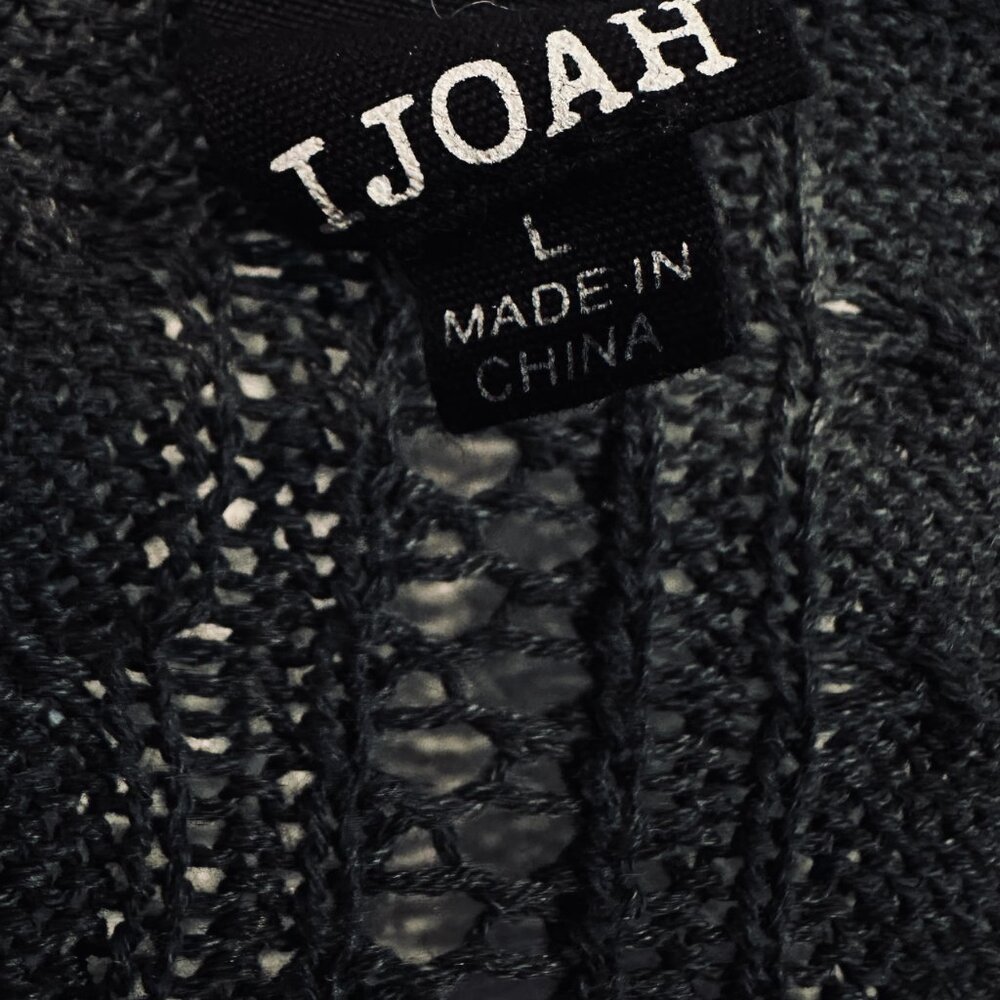 I Joah Open Front Cardigan Sweater Loose Knit Long Sleeve Dark Gray Womens Large - Picture 3 of 7